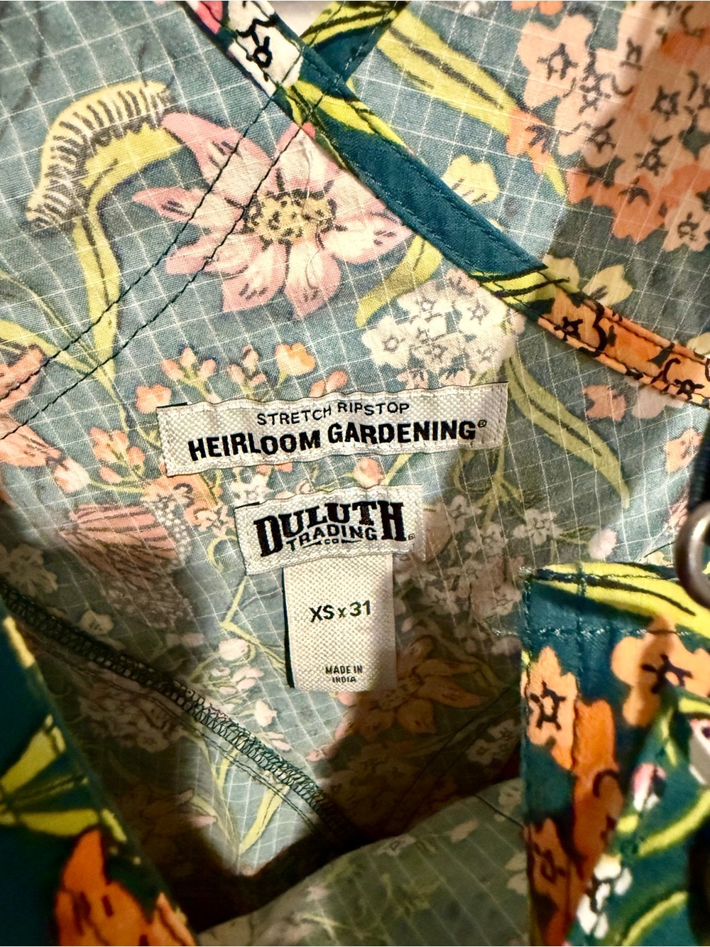 Duluth Trading Co. Heirloom Gardening Overalls in Green Monarch Butterfly - Picture 4 of 5